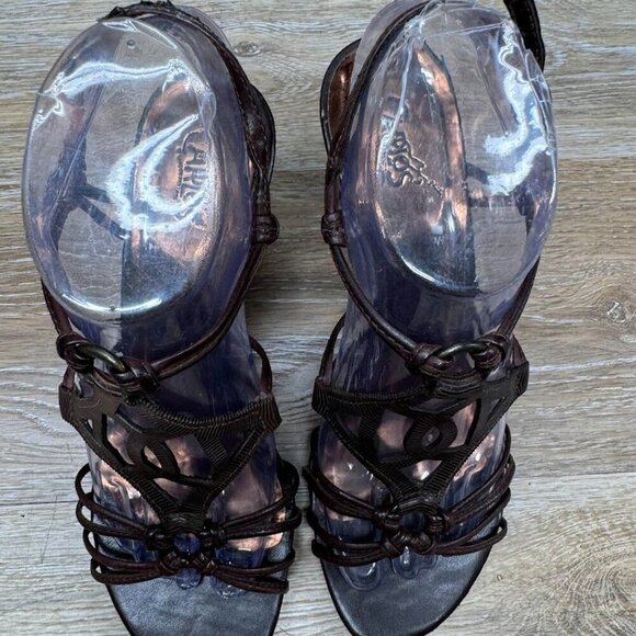 Carlos Fandango Strappy Open Toe Brown Sandals Women's Size 7.5 - Picture 2 of 7